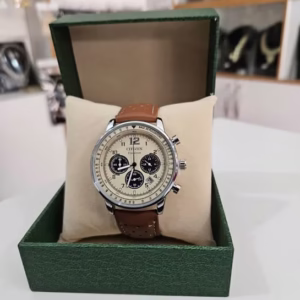 UAE Silver Coated Men Leather Wristwatch
